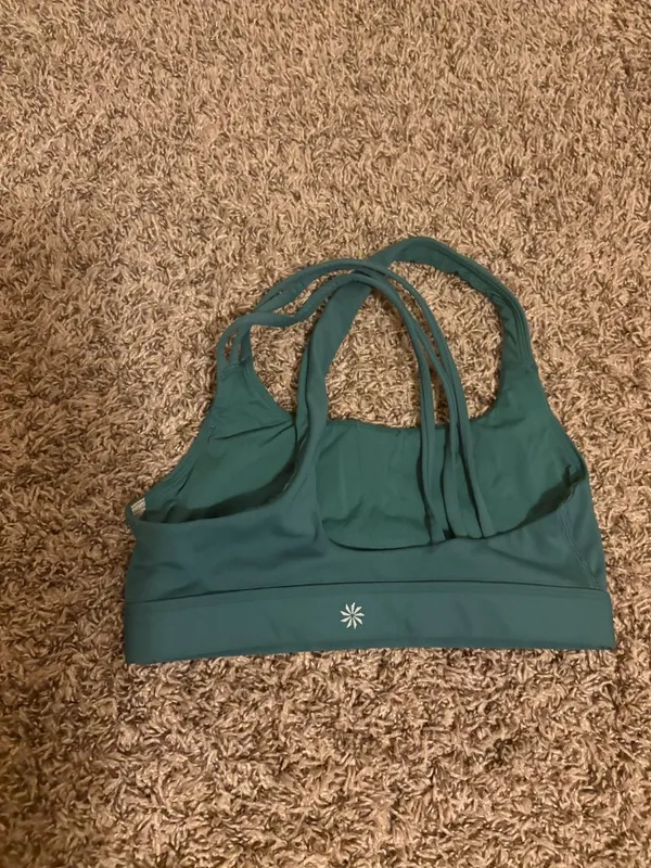Athleta Train Free Sports Bra Estimated Size Xtra Small Green Pull Over No Pads - Image 2
