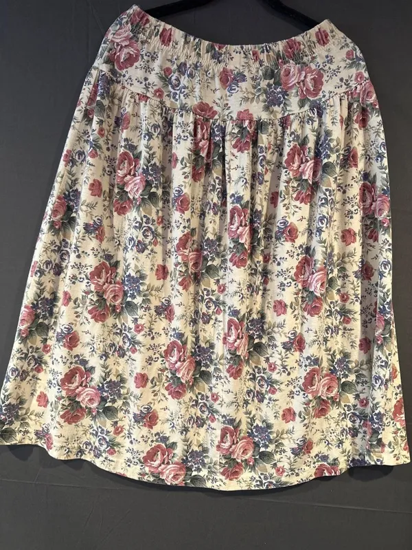Vintage 80s 90s LA Transfer Floral Skirt Rose Cottagecore Prairie Made USA cotta - Image 4