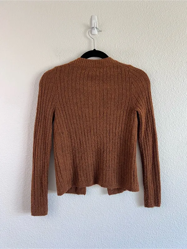 Madewell Women's Merritt Shrunken Cardigan Sweater‎ Button Ribbed Marled Maple - Image 4