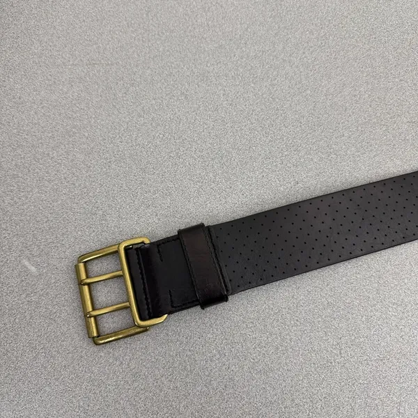 Lauren Ralph Lauren Belt Womens M Brown Leather Perforated Double Prong Buckle - Image 2