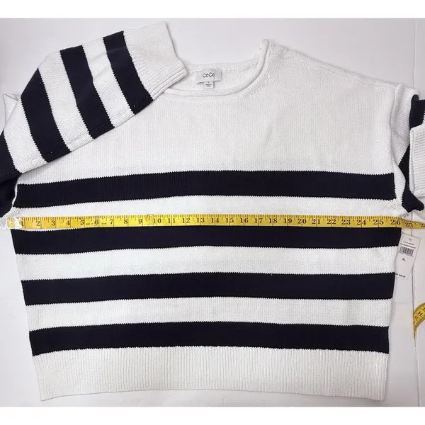 Cece‎ Sweater Women XL Striped Blue White Boxy Nautical Beach Casual Preppy New - Image 4