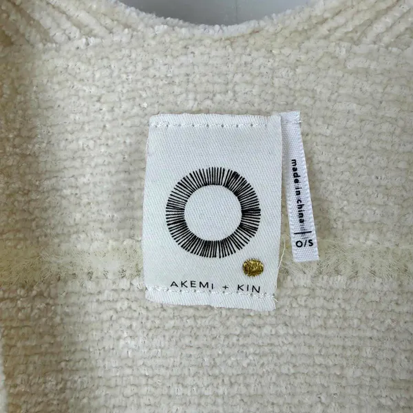 Akemi + Kin by Anthropologie Cream Miette Chenille Fringe Cardigan Poncho - O/S - Image 7