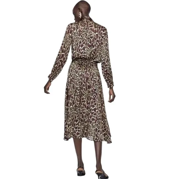 ZARA WMN'S Animal Print‎ Shirt Flowy V-neck Top Blouse S NWOT - Image 3