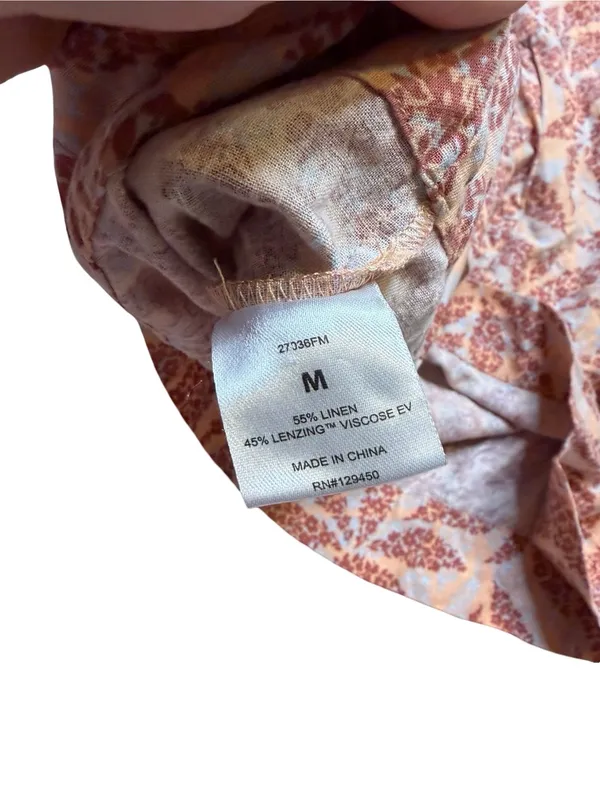 ✨🌸 ECOTHREADS Linen Blend Puff Sleeve Floral Peasant‎ Top Medium 🌸✨ - Image 5