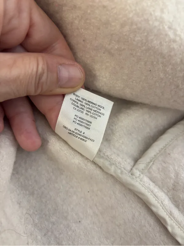 Aritzia Wilfred Free Charlize Merino Wool Shawl Collar Jacket Button Front Ivory - Image 8