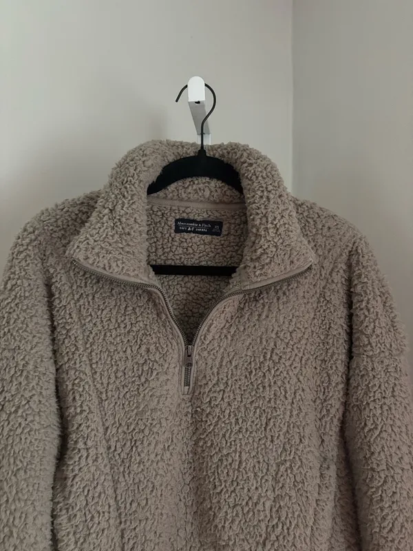 Abercrombie & Fitch Soft AF Sherpa Quarter Zip Faux Sherpa Fleece Jacket Size XS - Image 3