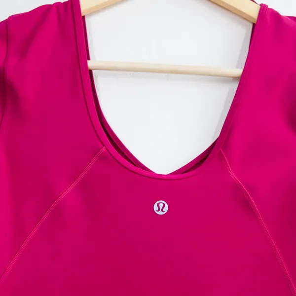 Lululemon Align V-Neck‎ Cropped Long Sleeve Top Magenta Purple Women 2 Gym Yoga - Image 11