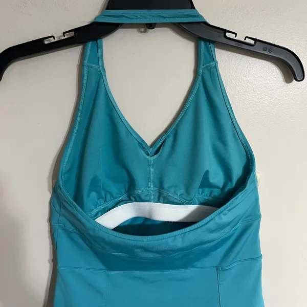 Reebok Womens Teal‎ Blue Halter Athletic Dress Built in Bra Laser Cut Eyelet S - Image 11
