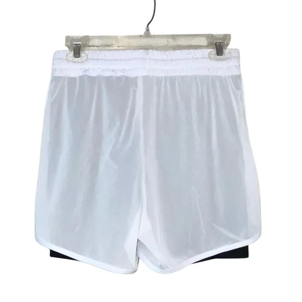 TKO Technical Knockout White Athletic Shorts Medium Layered Workout Gym‎ Running Black - Image 4