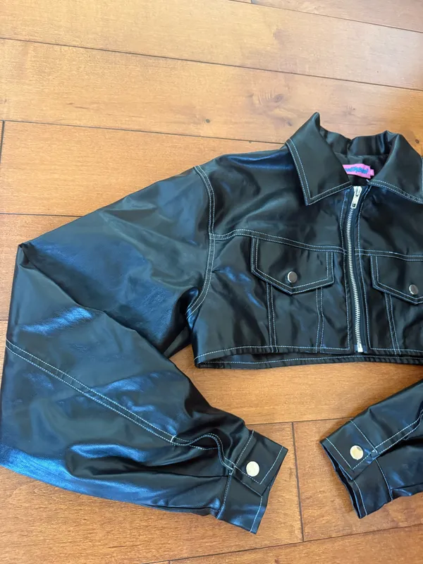 FAYE CROPPED FAUX LEATHER JACKET - Image 6