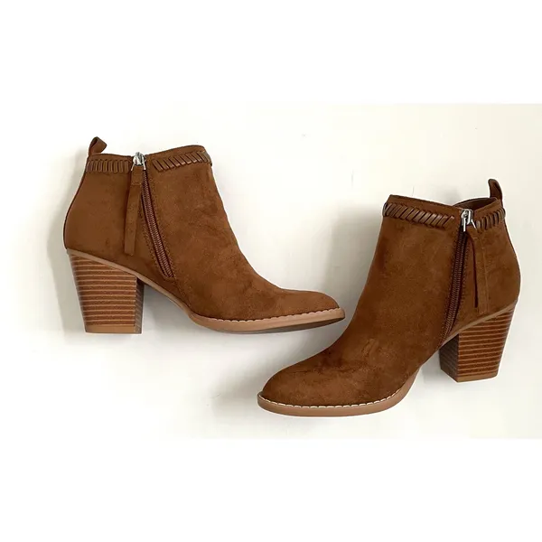 Dolce Vita Heeled Pointed Toe Suede Western Bootie Brown Tan Size 7 NEW - Image 6