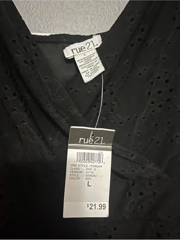 rue21 Black Eyelet V-Neck Spaghetti Strap Mini Dress - Image 3