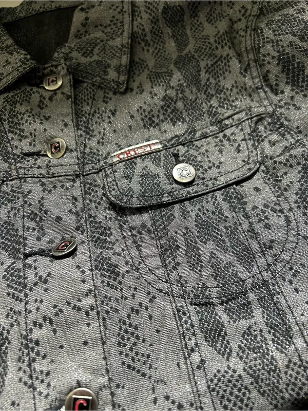 Crest Vintage Womens Grey Snake-Print Blazer Jacket SM - Image 11