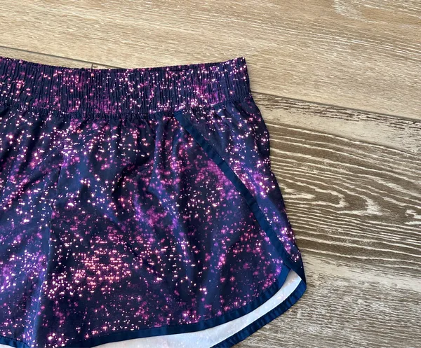 Champion Woman’s Sz L Athletic Shorts Navy Blue w Space Dye Galaxy Print - Image 3