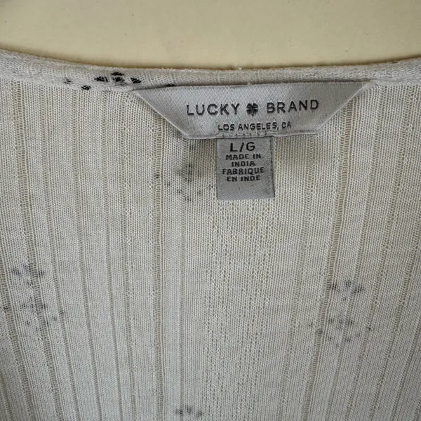 Lucky Brand Boho Peasant Blouse Size Large Tassel Tie - Image 4
