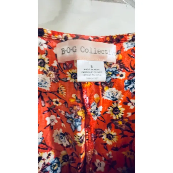 B-O-G Collective Orange Floral Button Front Lace Up‎ Back Mini Dress Small - Image 4