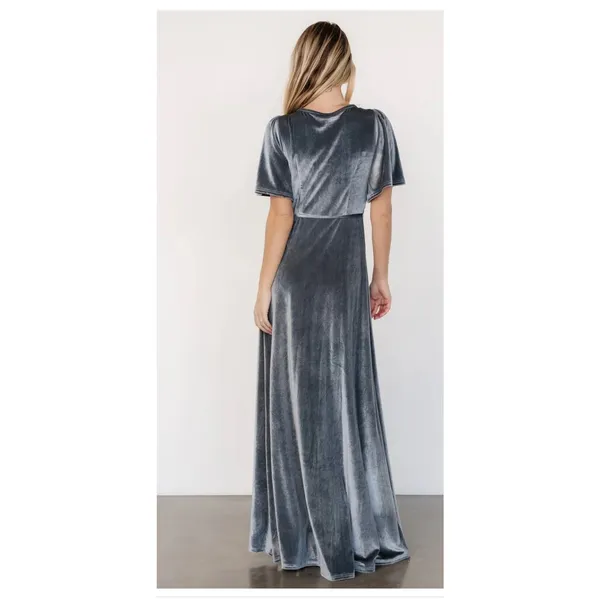 Baltic Born Katelyn Velvet Wrap Maxi Dress Dusty Blue Size XL Wedding Party NWT - Image 16
