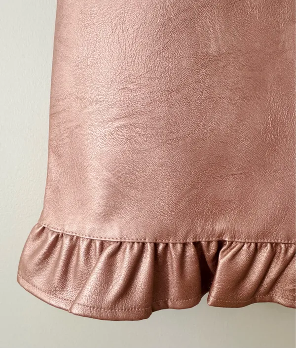 Anthropologie Maeve The Colette Metallic Ruffle-Hem Faux Leather Pants, Size 27 Tall - Image 10