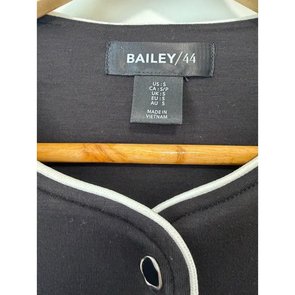 Bailey 44 Black White Contrast Piping Button Front Sleeveless Vest Top Small - Image 4