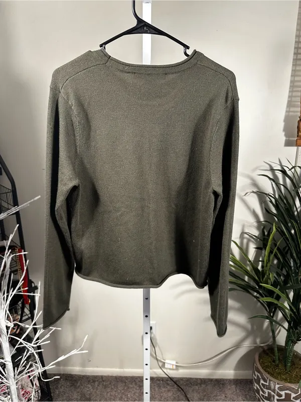 P298. French Connection Olive Green Knit Long Sleeve Sweater - Image 5