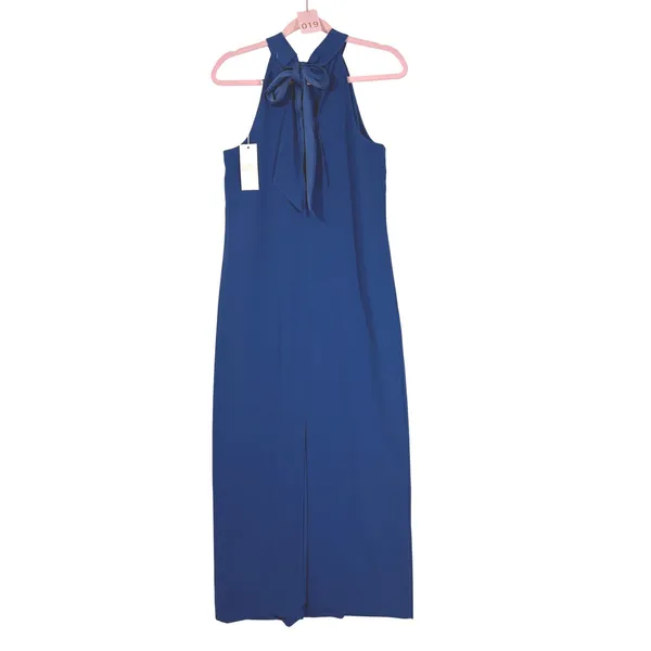 Lilly Pulitzer Alaric Maxi Dress Blue Med Halter Bow Back 017058 Size 0 - Image 9