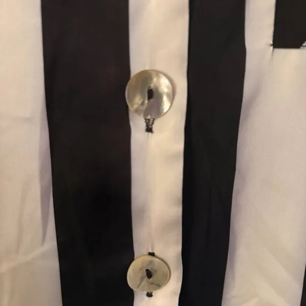 NWT Medium Promesa Black and White Striped Button Down Blouses Top - Image 6
