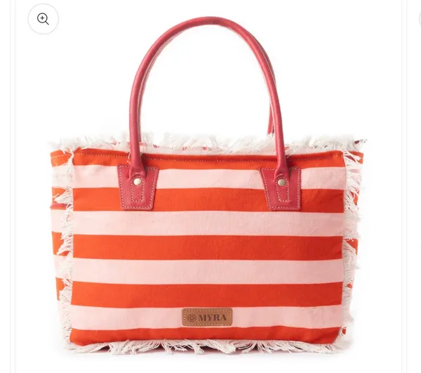 Saint Tropez Tote Bag-Red/Stripe - Image 3
