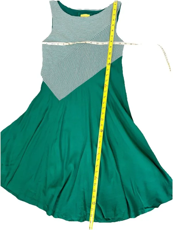 Anthropologie Maeve Cameron Striped Asymmetrical Green Dress Small Boho - Image 5