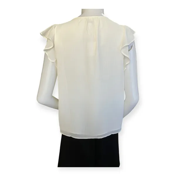 J. Crew Womens white flutter sleeve key-hole blouse - Image 7