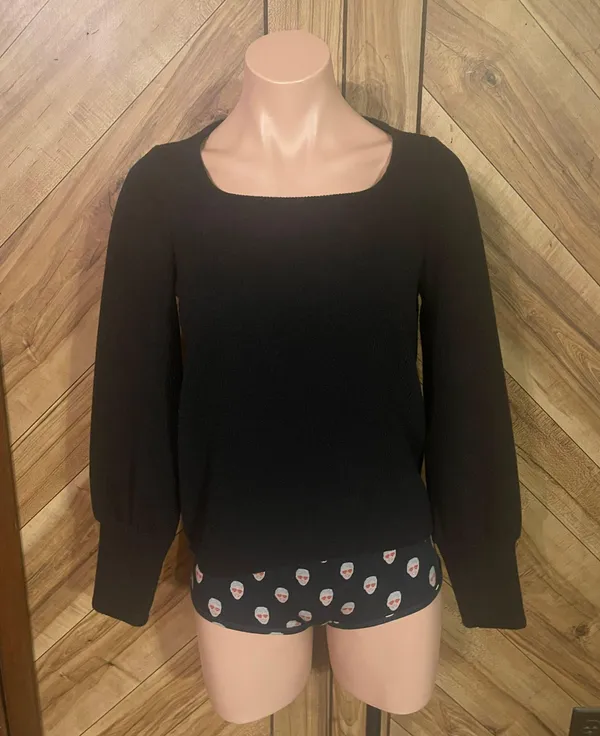 Madewell Black Ottoman Rib Squareneck Top - Image 2