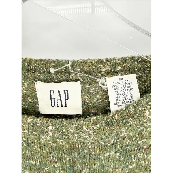 GAP Vintage Wool Blend Sweater Women's M Green Cabin Core - Image 5