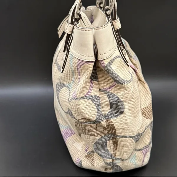 COACH 16591 Soho Linen Op Art Tote Multicolored Jacquard Canvas Shoulder Bag - Image 4
