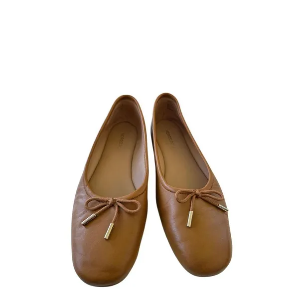 Nordstrom Flats Size 5 Square‎ Toe Brown Leather Slip On Casual Shoes - Image 4