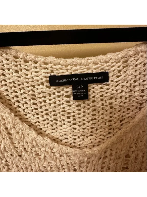 American Eagle White Knit Sweater Small Long Sleeve - Image 6