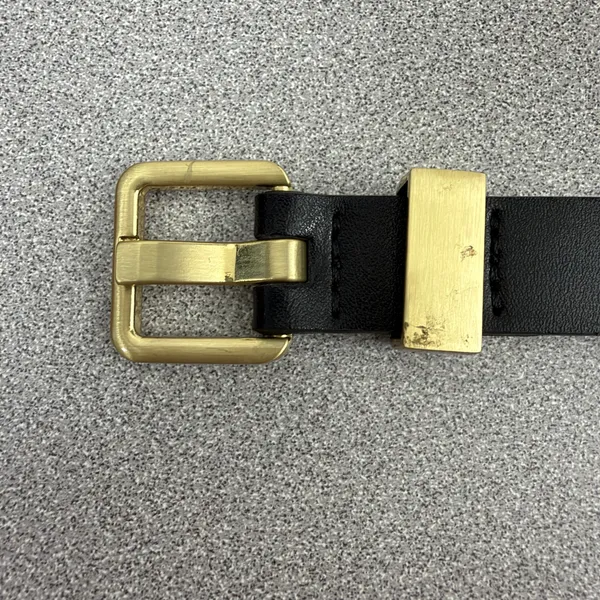 Nordstrom Belt Womens XL Black Trouser Fit Skinny Leather Gold Buckle Accessory - Image 2