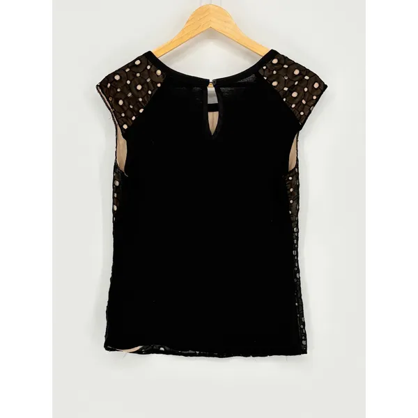 The Limited Blouse Women Medium‎ Black Lace Cap Sleeve Keyhole Back Coquette - Image 5