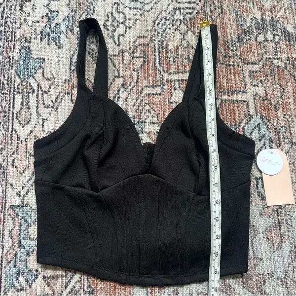 Blashe Los Angeles NWT Black Sleeveless Corset Bustier Crop Top Zipper Medium - Image 9
