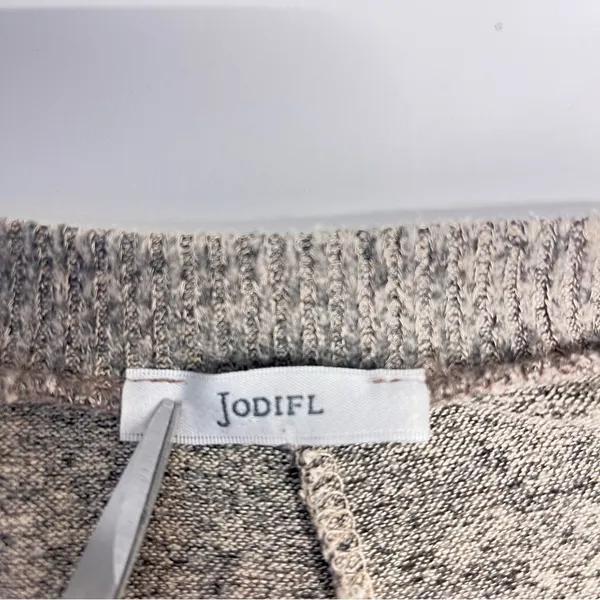 JODIFL sweater oversized heathered tan crew‎ neck sweater side slit ribbed M L - Image 8