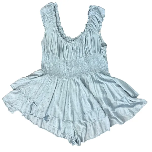 Princess Polly Light Blue Love Galore Smocked Ruffle Shorts Romper size 20 - Image 11