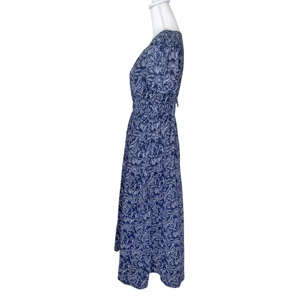 Gal Meets Glam Giselle Navy Floral Bird Print Maxi Dress - Image 4