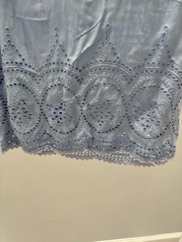 Beautiful Stories....Light Blue Eyelet Cap-Sleeve Blouse - Image 2