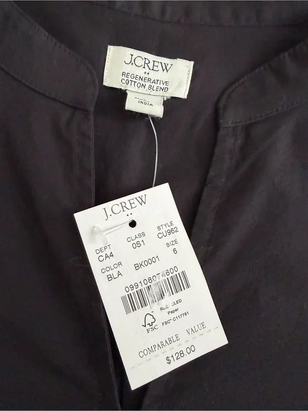 NWT J.Crew Black Cotton Drop Waist Mini Dress 6 - Image 6