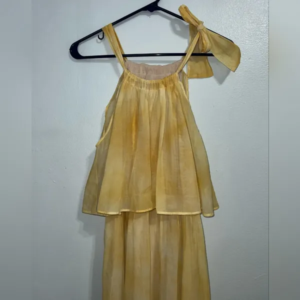 Even Vintage Yellow Tie-Dye Maxi Dress - Size XS - Boho Halter. - Image 3