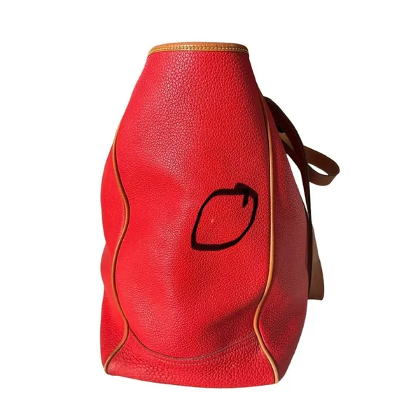 Dooney & Bourke Vintage Large Purse‎ Red Pebbled Leather Tote Bag Adjustable - Image 7