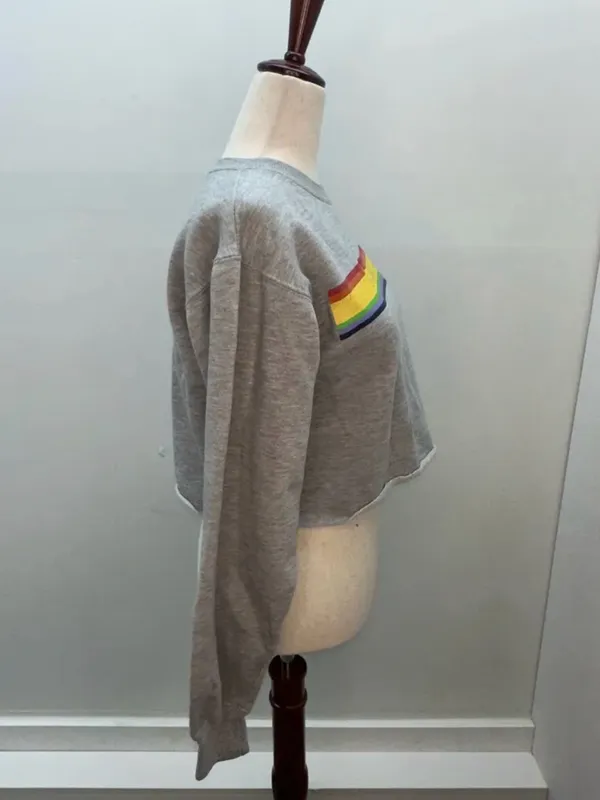 Brandy Melville John Galt Crop Sweatshirt Pacific City Rainbow One Size Beach - Image 2
