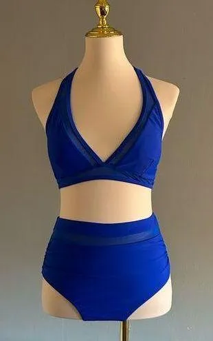Amazon Blue Mesh Top and High Waisted Bottom | Size: M - Image 2