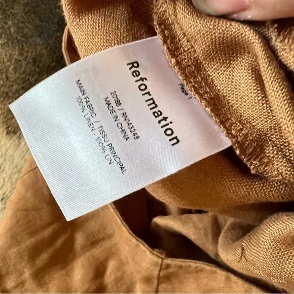 REFORMATION Brown Justin‎ 100% Linen Trouser Pant Size 8 - Image 6