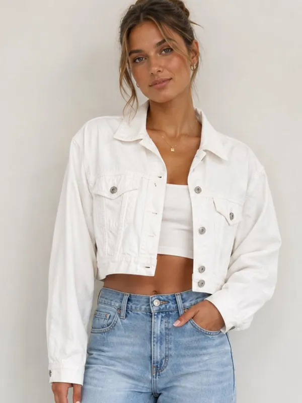 Abercrombie & Fitch White Denim Jacket - Image 2