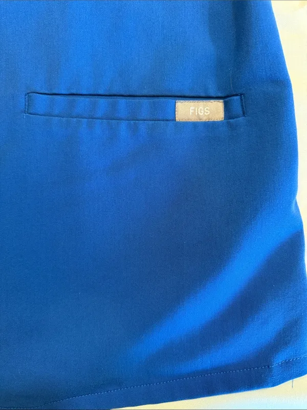 Figs Women's V-Neck Royal Blue Scrub Top Pockets Size XS - Image 3