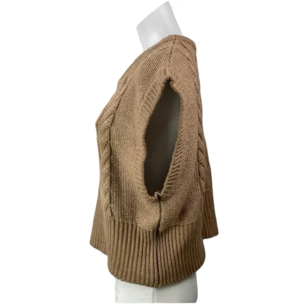 And Now This Women's Brown Sleeveless Cap Cable Knit Sweater Vest Top Size Sz L - Image 2